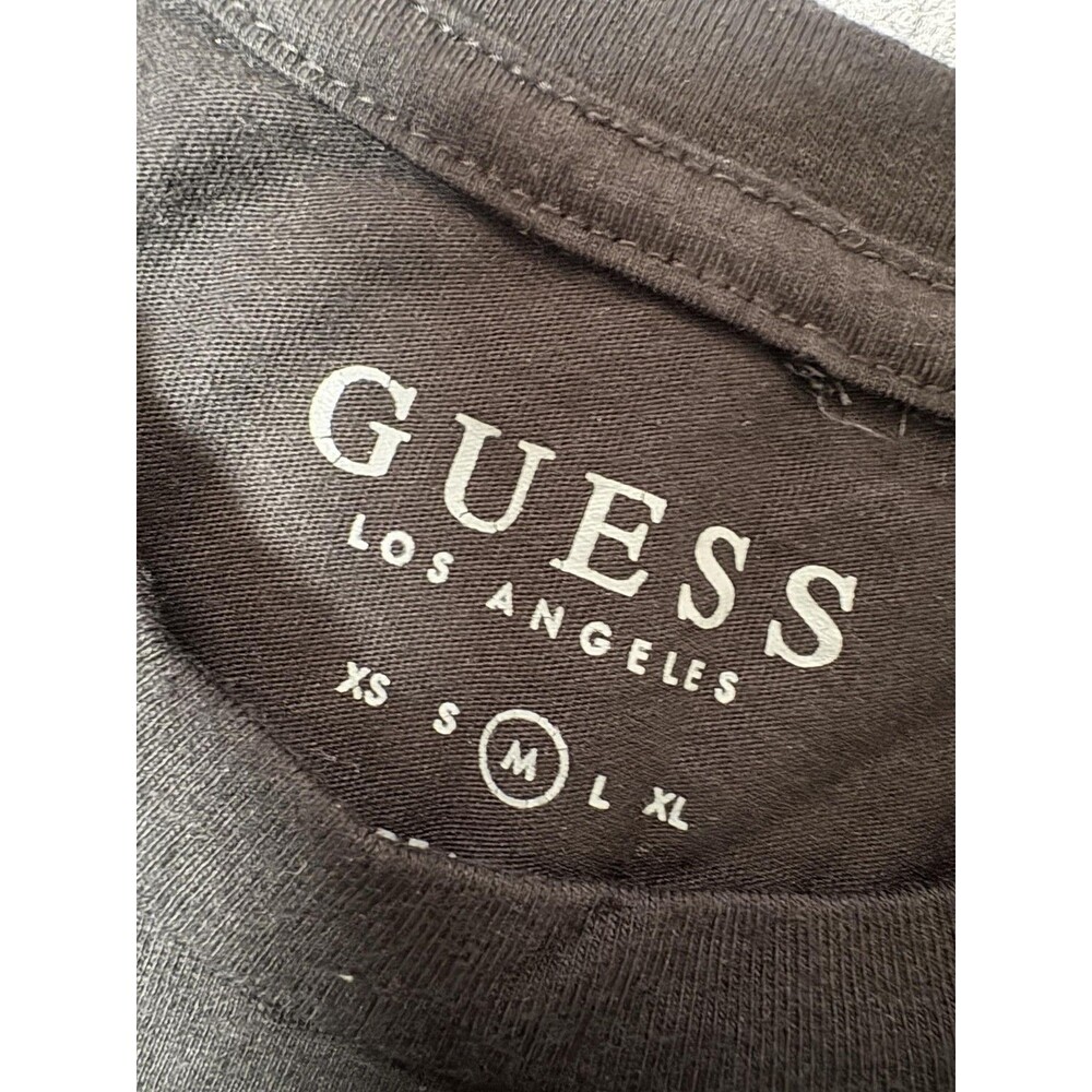 GUESS Shirt Mens M Black Crew Neck Rose Logo Graphic Tagless Tee Casual - Picture 3 of 6